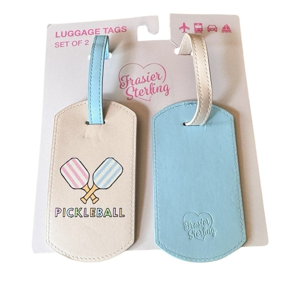 Frasier Sterling  Graphic Style Pickleball Theme Luggage Tags Set of 2